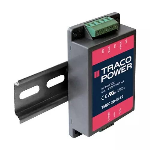 TRACO POWER Isolated Chassis Mount DC / DC Converters DC-DC CONVERTER, 12V, 1.67A, 20W, TMDC 20-4812