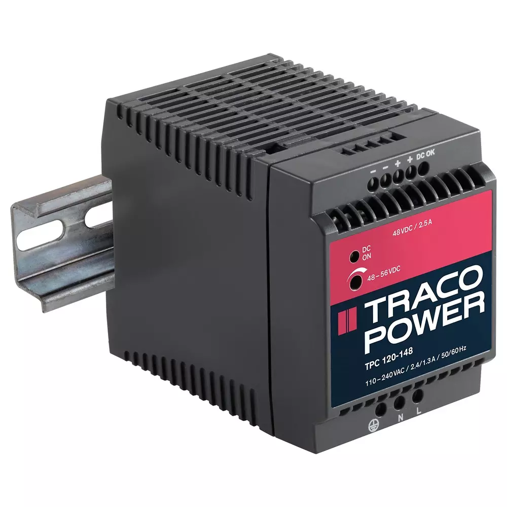 TRACO POWER AC / DC DIN Rail Mount Power Supplies POWER SUPPLY, AC/DC, 8A, 12V, 96W, TPC 120-112