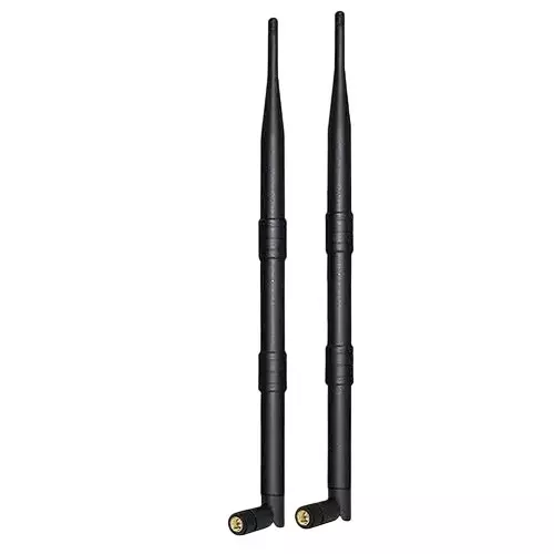 NBR Rubber Duck Whip Antenna 9 dBi Gain with Right Angle Foldable SMA Male Plug Connector, Black (Pack of 2 Pcs)
