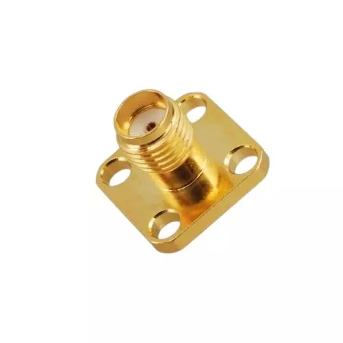 NBR SMA Female 4-Hole Flange Panel Connector Adapter Brass & Gold Plated with Solder Cup