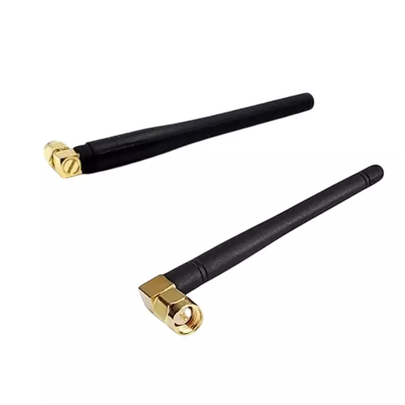 NBR SMA Male Right Angle Fixed Rubber Duck Whip Antenna 5 dBi Gain 2.4-5 GHz Operating Frequency Waterproof (Pack of 2 Pcs)