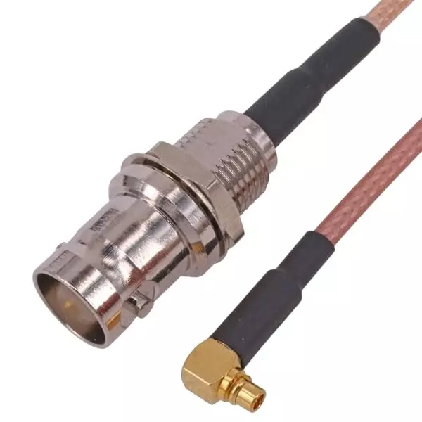 NBR BNC Female to MMCX Male Right Angle Jack Coaxial Pigtail Cable 15 cm Length 50 Ω Impedance