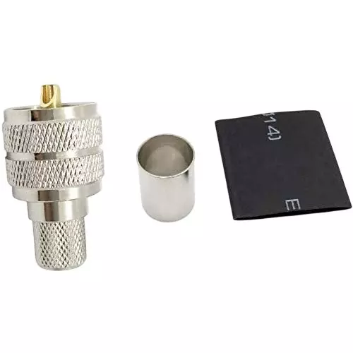 NBR UHF Male Plug Crimp Connector 50 Ω Impedance with Ferrule and Pin for LMR200 / RG-58 Cable, RC014