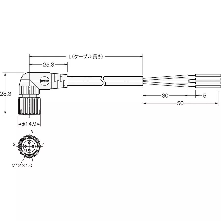 Omron Connector Mating Part: For Dc 1 m, XS5F-D422-C80-F
