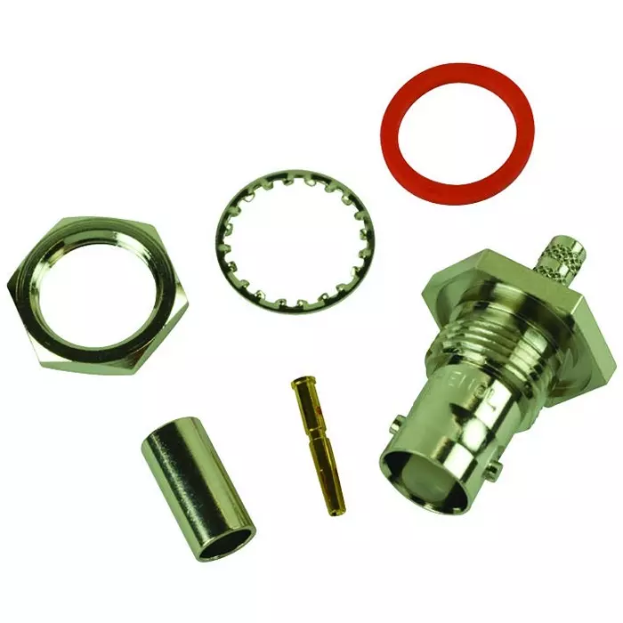 AMPHENOL RF RF Connectors RF/COAXIAL, BNC BULKHEAD JACK STR 50 OHM CRIMP, 031-342-RFX