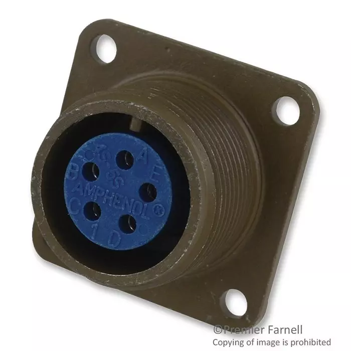 AMPHENOL INDUSTRIAL CIRCULAR CONNECTOR, RECEPTACLE, SIZE 14S, 5 POSITION, BOX, 97-3102A-14S-5S.