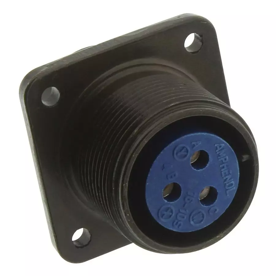 AMPHENOL INDUSTRIAL CIRCULAR CONNECTOR, RECEPTACLE, SIZE 16, 3 POSITION, BOX, 97-3102A-16-10S