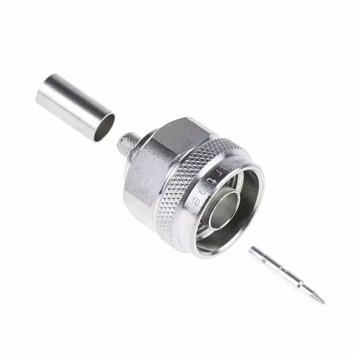 Telegartner Plug Cable Mount N Connector 50 Ω Crimp Termination Straight Body, J01020A0113