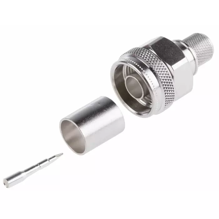 Telegartner Plug Cable Mount N Connector 50 Ω Crimp Termination Straight Body, J01020A0107