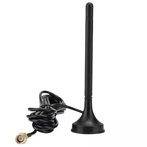 NBR Sucker Antenna 6 dBi High-Gain with Magnetic Stand Base with 2 m RG-174 SMA Male Extension Cable, Black