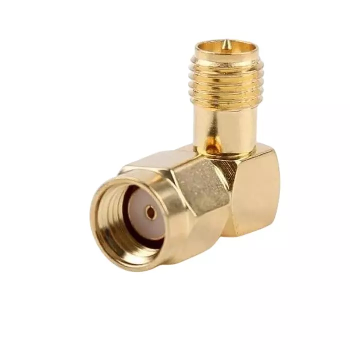 NBR RP-SMA Male to RP-SMA Female Right Angle 90° Connector Adapter Golden, TA088