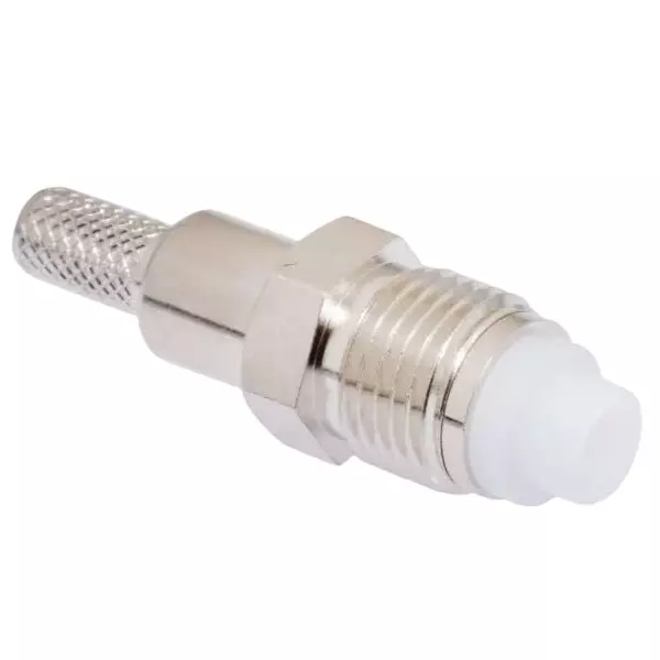 NBR FME Jack Coaxial Crimp Connector Silver & White for RG-174/RG-316 Cables, RC003