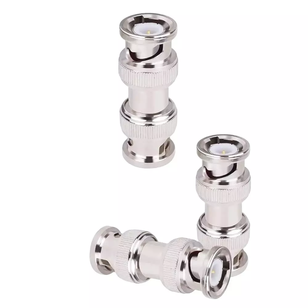 NBR BNC Male to BNC Male Coupler Connector for Coaxial Cables Silver, TA005-3