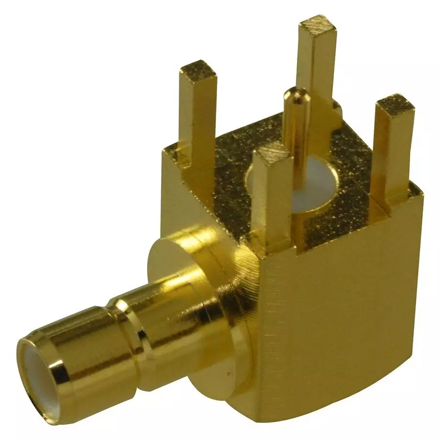 AMPHENOL RF RF Connectors RF COAXIAL, SMB, RIGHT ANGLE JACK, 50OHM, SMB1252B1-3GT30G-50