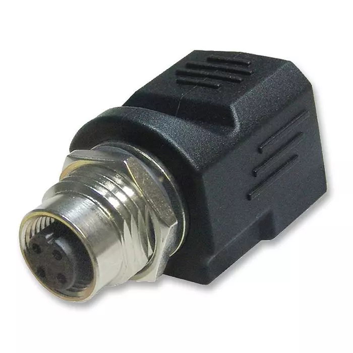 AMPHENOL LTW ADAPTOR, M12 SKT TO RJ45, VERTICAL, RJS-12D04FF-LS8001