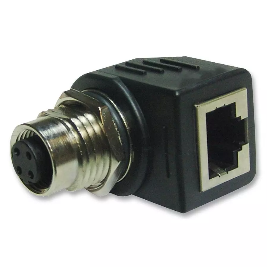 AMPHENOL LTW ADAPTOR, M12 SOCKET TO RJ45, R/A, RJS-12D04FF-RS8001