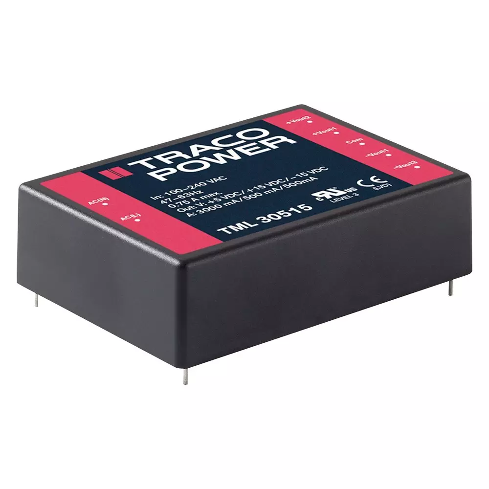 TRACO POWER AC / DC PCB Mount Power Supplies PSU, AC/DC, 0.8A, 20W, MODULE, TML 20124