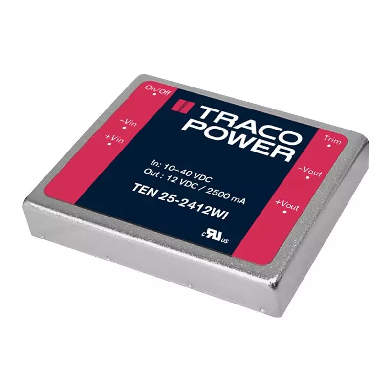 TRACO POWER Isolated Through Hole DC / DC Converters DC-DC CONVERTER, 12V, 2.5A, TEN 25-2412WI