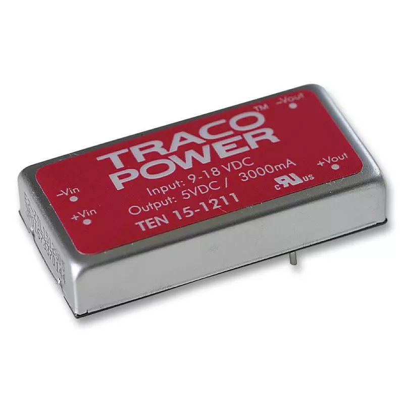 TRACO POWER Isolated Through Hole DC / DC Converters CONVERTER, DC/DC, 15W, 5V, TEN 15-1211.