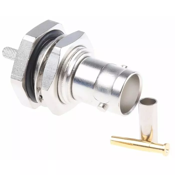 Telegartner Jack Panel Mount BNC Connector 50 Ω Crimp Termination Straight Body, J01001C0028