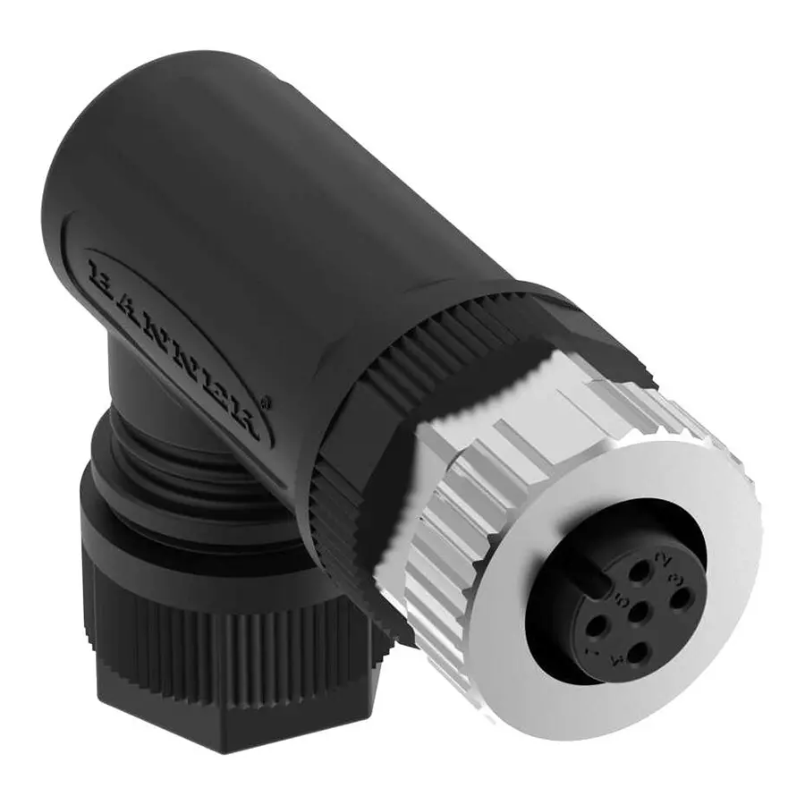 BANNER ENGINEERING Sensor Conn, M12, R/A Rcpt, 5Pos, Cable, BFW-M12F5A-6SL.