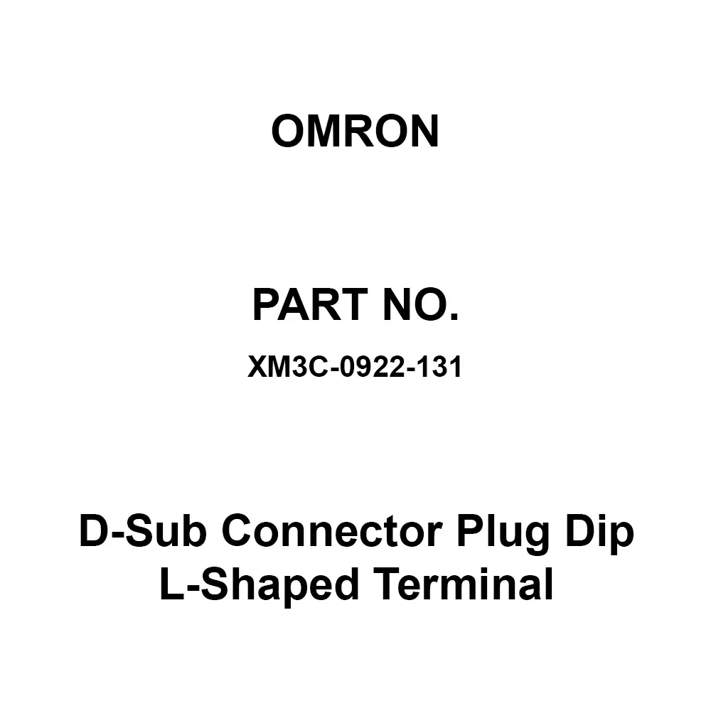 Omron D-Sub Connector Plug Dip L-Shaped Terminal 10³ mΩ or More At 500 V DC, XM3C-0922-131