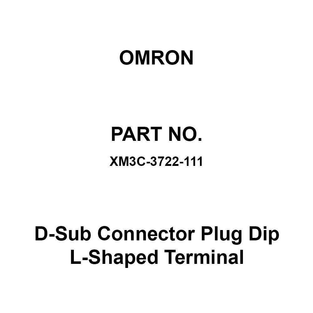 Omron D-Sub Connector Plug Dip L-Shaped Terminal 10³ mΩ or More At 500 V DC, XM3C-3722-111