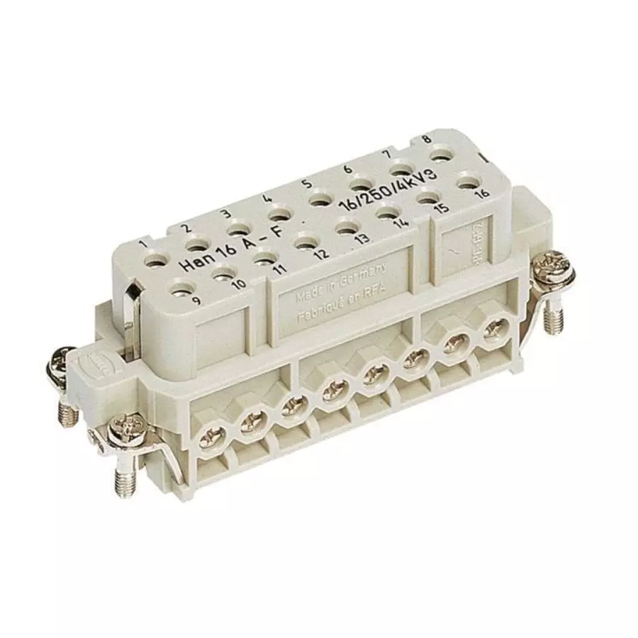 Harting Han A Screw Terminal Female Insert 16 Pin 16 A 250 V, 09200162812