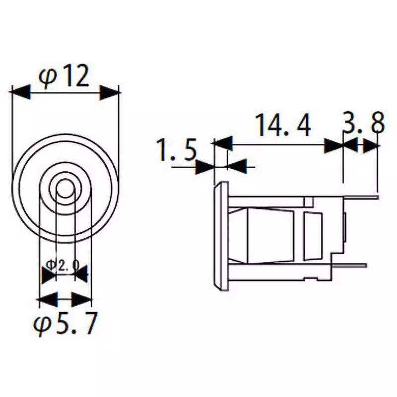MARUSHIN ELECTRIC DC Jack DC12 V Rated Voltage Straight 0.5 Amp Rated Current, MJ-60