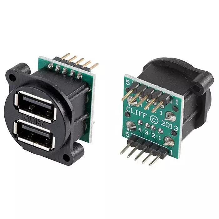 CLIFF ELECTRONIC COMPONENTS USB STACKED, 2.0 TYPE A, 2PORT, VERTICAL, CP30090