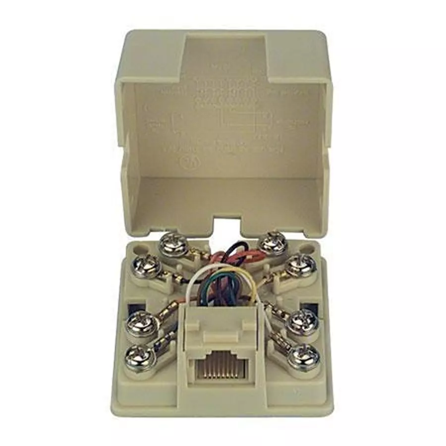 MCM 8 Pin Ivory RJ-45/31/38X Surface Mount Telephone Jack, 36-105