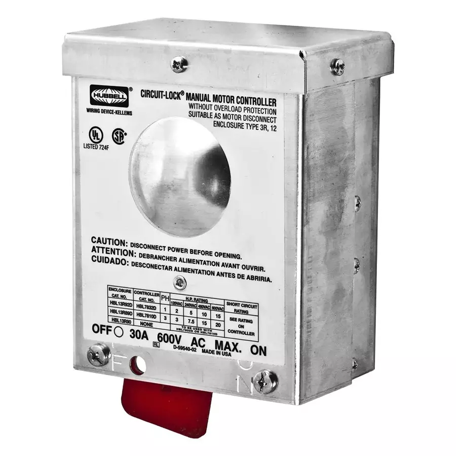 HUBBELL WIRING DEVICES SW DISCONNECTOR, 3P, 30A, 600VAC, SMD, HBL13R89