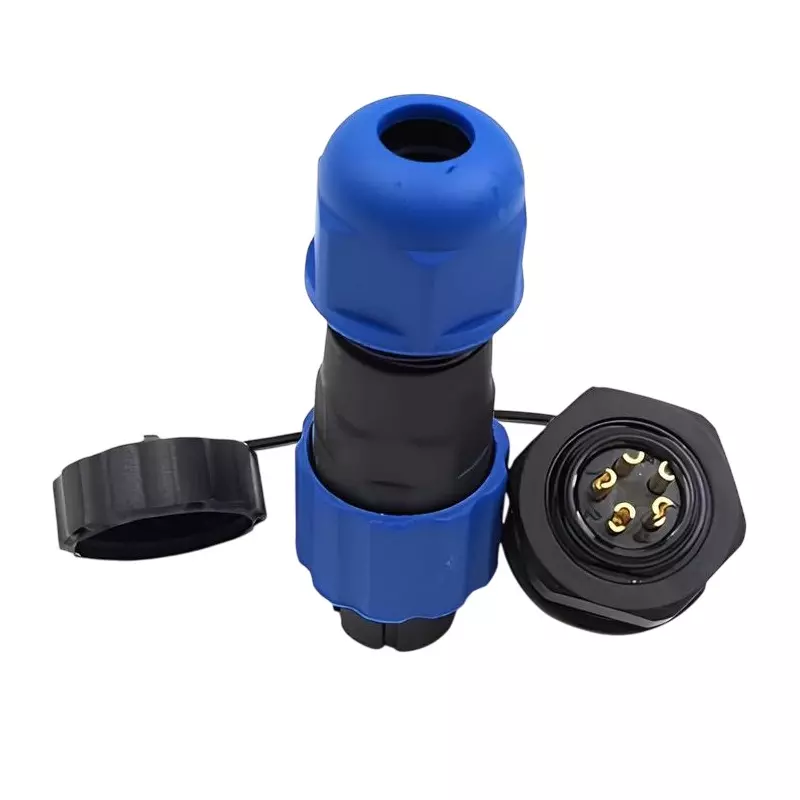 Sibass Electric 5 Pin Connector Straight to Panel 17 mm 5 A Waterproof IP68 Rating with CE Mark (Pack of 100)