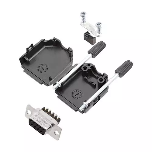 AMPHENOL COMMUNICATIONS SOLUTIONS D Sub Connector, Rcpt, 9Pos, Screw, L17DPPK09-BK+L77DE09SST