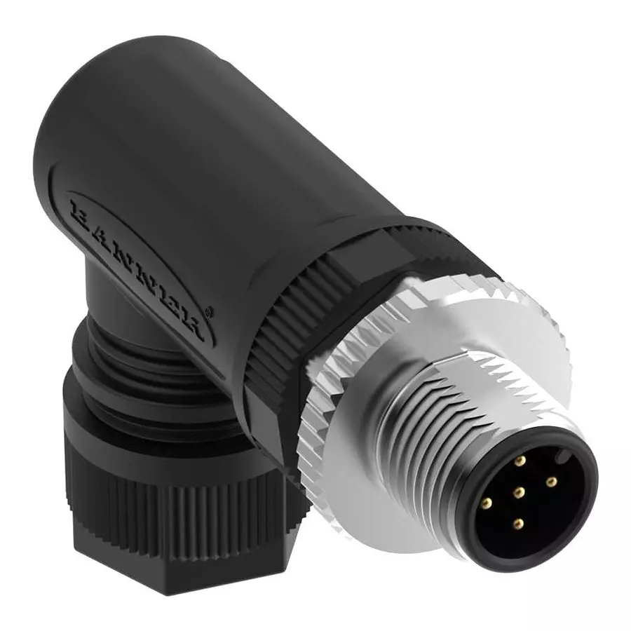 BANNER ENGINEERING Sensor Conn, M12, R/A Plug, 5Pos, Cable, BFW-M12M5A-6SL.