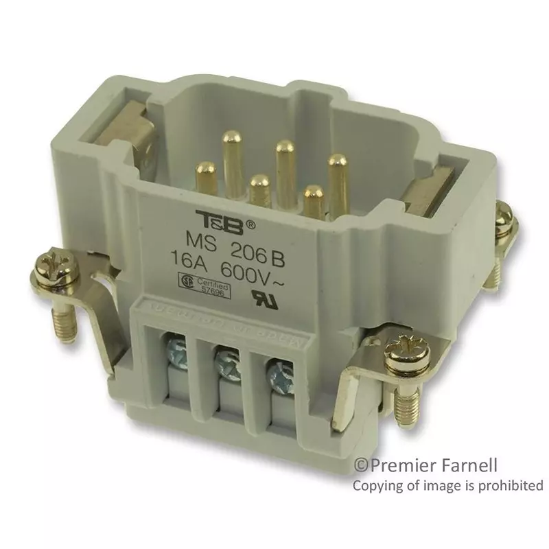 ABB - THOMAS & BETTS Rectangular Insert, Plug, 6 Position, Screw, Ms206B