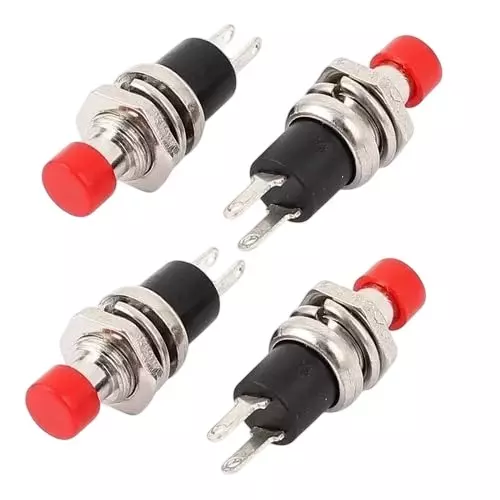 NBR Mini SPST Momentary Push Button Switch 1.5 A Current 2-Pin ON-OFF Operation Round Cap, RC065-9 (Pack of 4 Pcs)