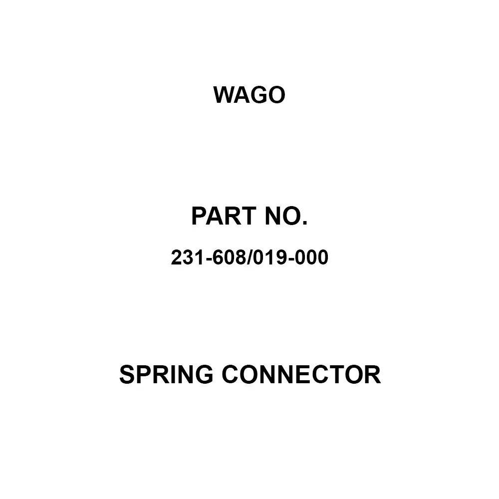 Wago Spring Connector 8 Pole 12 Amp Rated Current, 231-608/019-000 (Pack of 50)