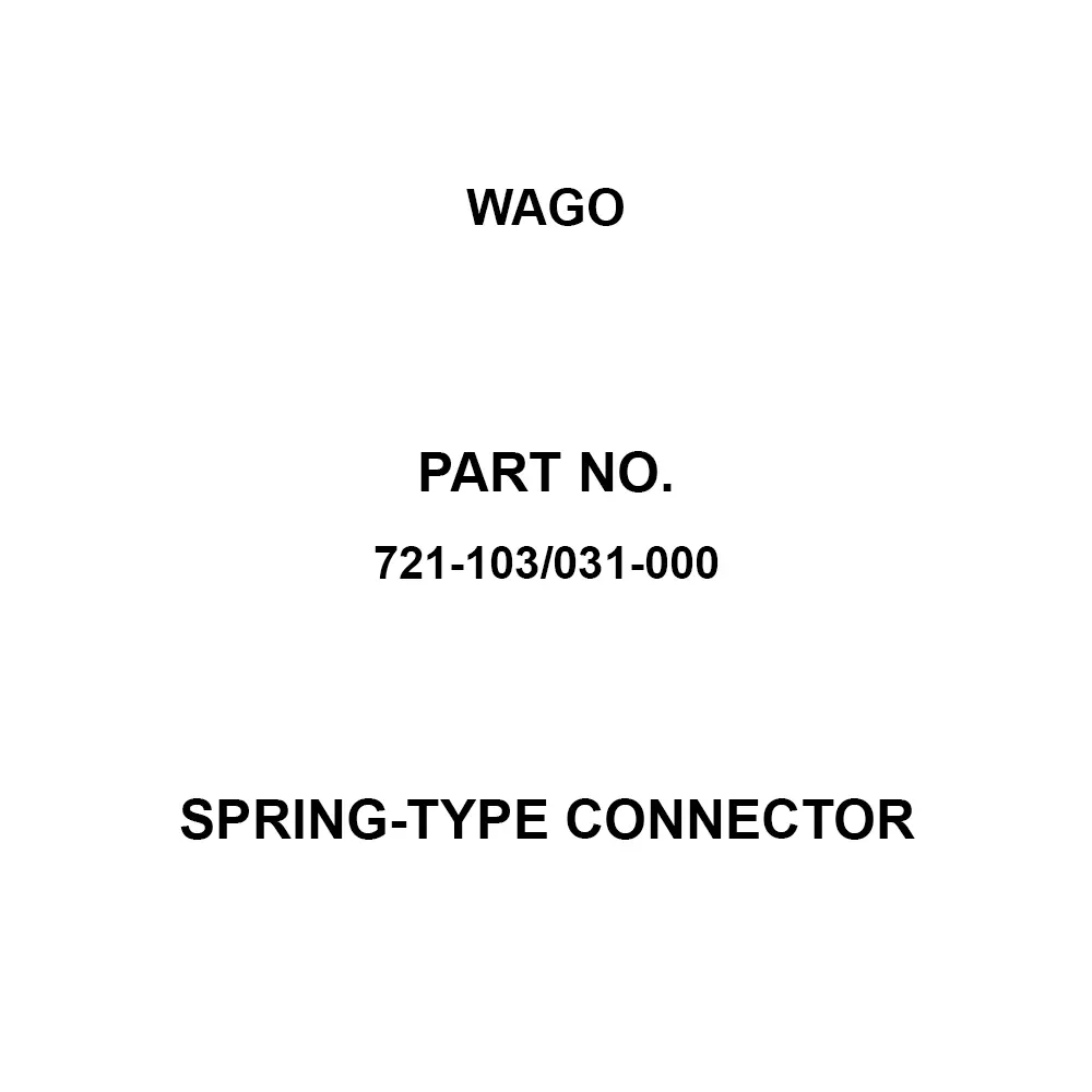 Wago Spring-Type Connector 3P 320 V Rated Voltage, 721-103/031-000 (Pack of 50)