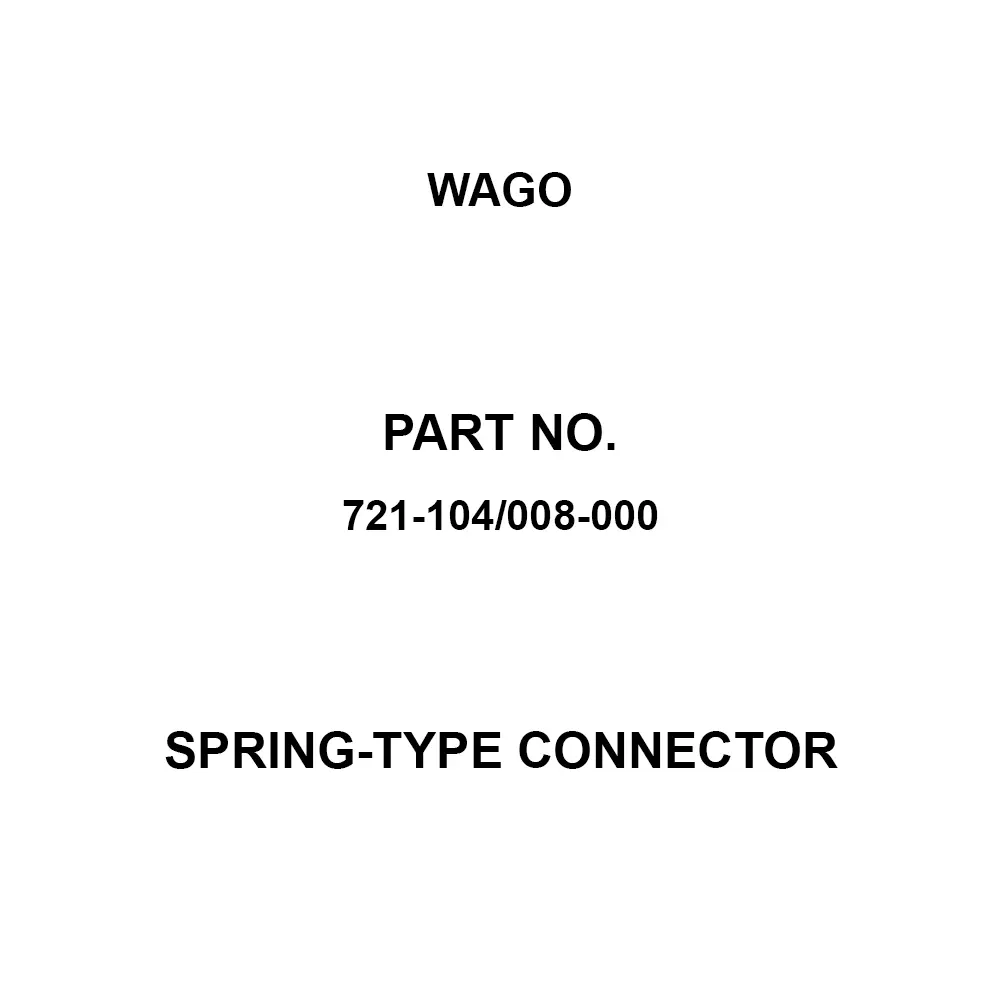 Wago Spring-Type Connector 4P 320 V Rated Voltage, 721-104/008-000 (Pack of 100)
