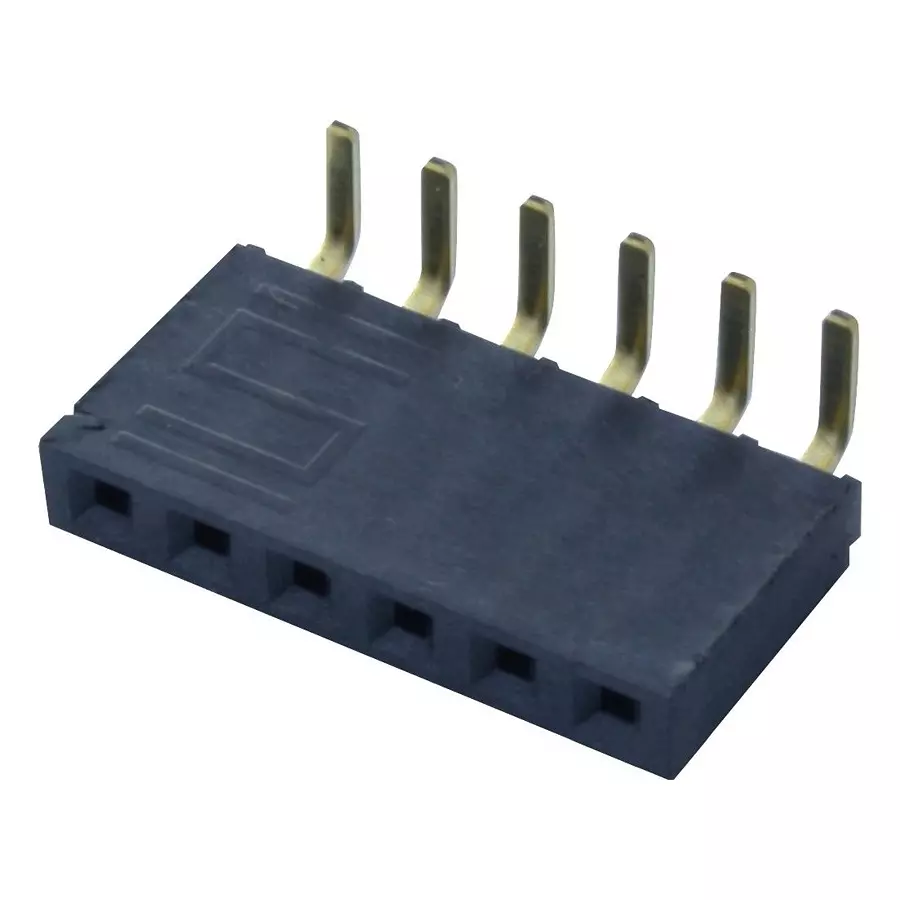 SAMTEC RECEPTACLE, 2.54MM, R/A SINGLE, 6WAY, SSW-106-02-G-S-RA