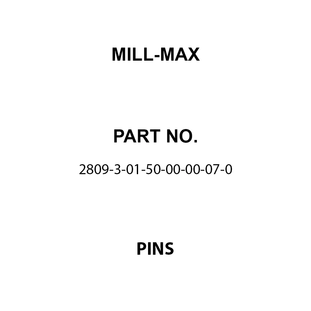 MILL-MAX Pins Brass Alloy 13.51 mm Length 4.78 mm Outside Diameter, 2809-3-01-50-00-00-07-0