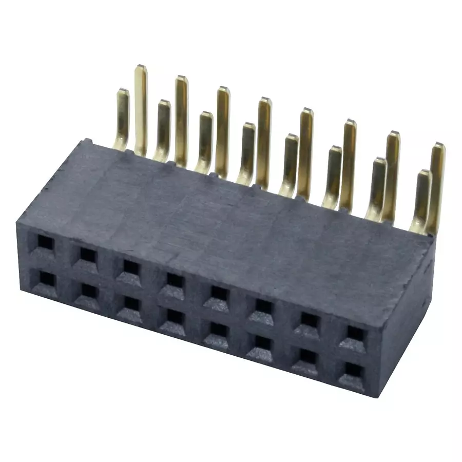 SAMTEC RECEPTACLE, 2.54MM, R/A DUAL, 16WAY, SSW-108-02-G-D-RA