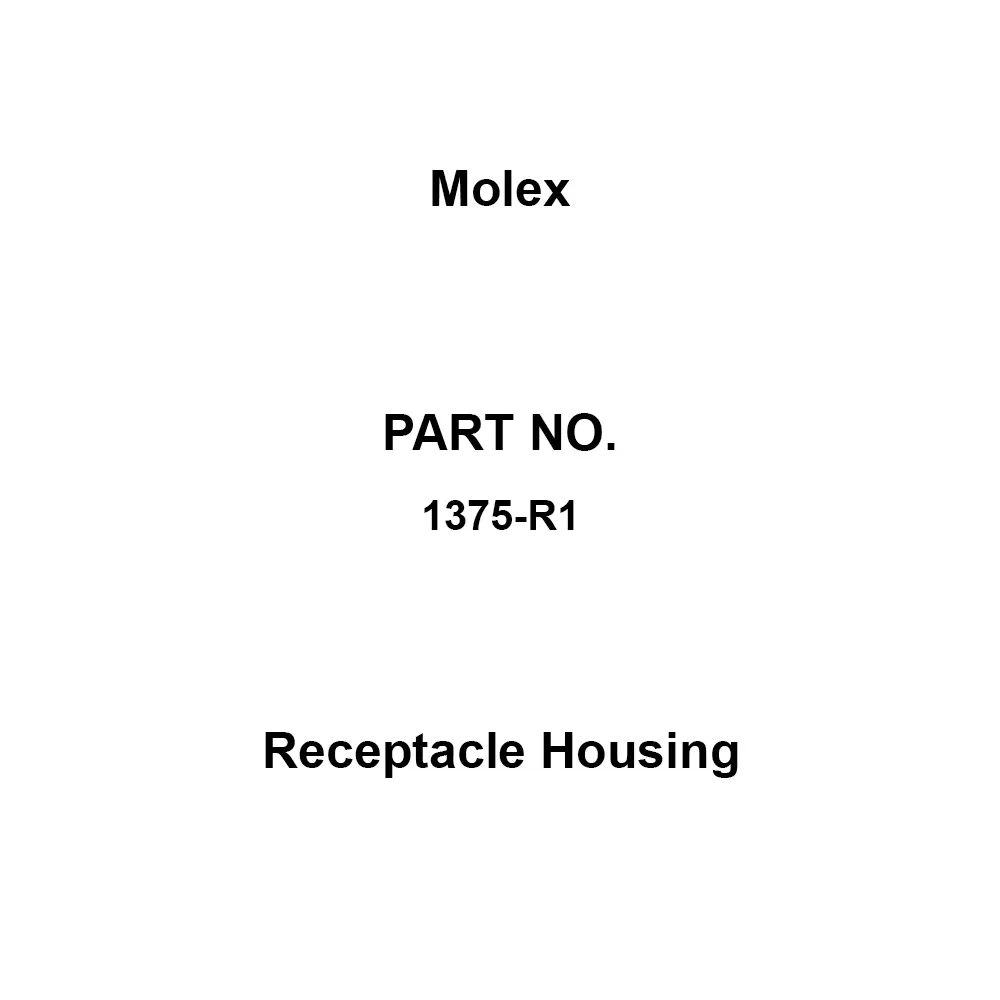 Molex Receptacle Housing 9.5 (maximum) A Rated Current 5.03 mm Cell Spacing 94 V-2 Flame Retardance, 1375-R1 (Pack of 10)