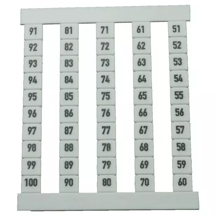 Weidmuller TERMINAL BLOCK MARKER, 51-100 5MM CARD50, 0473560051 (Pack of 50 Pcs)