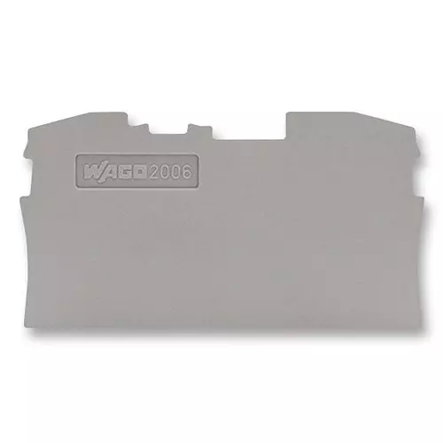 Wago END PLATE, FOR 2 COND TB, GREY, 2006-1291 (Pack of 10 Pcs)