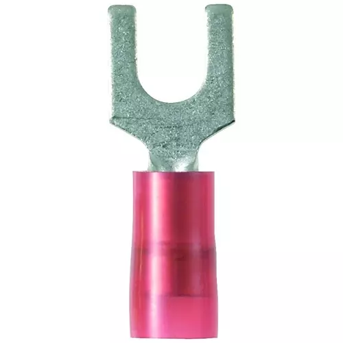 PANDUIT Spade Crimp Terminals TERMINAL, FORK, #6, 22-18AWG, RED, PN18-6F-C