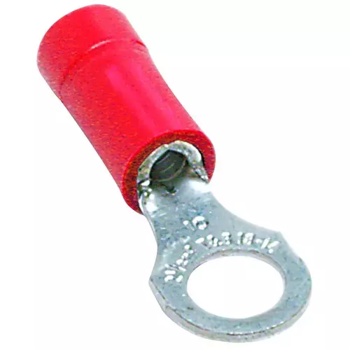 ABB - THOMAS & BETTS TERMINAL, RING TONGUE, 1/4IN, CRIMP, RED, 18RA-14
