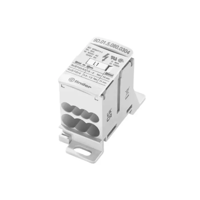 Finder Non-Fused Terminal Block 7 Way 16 mm² 100 kA 1000/1500 V AC/DC White, 9D.01.5.080.0304