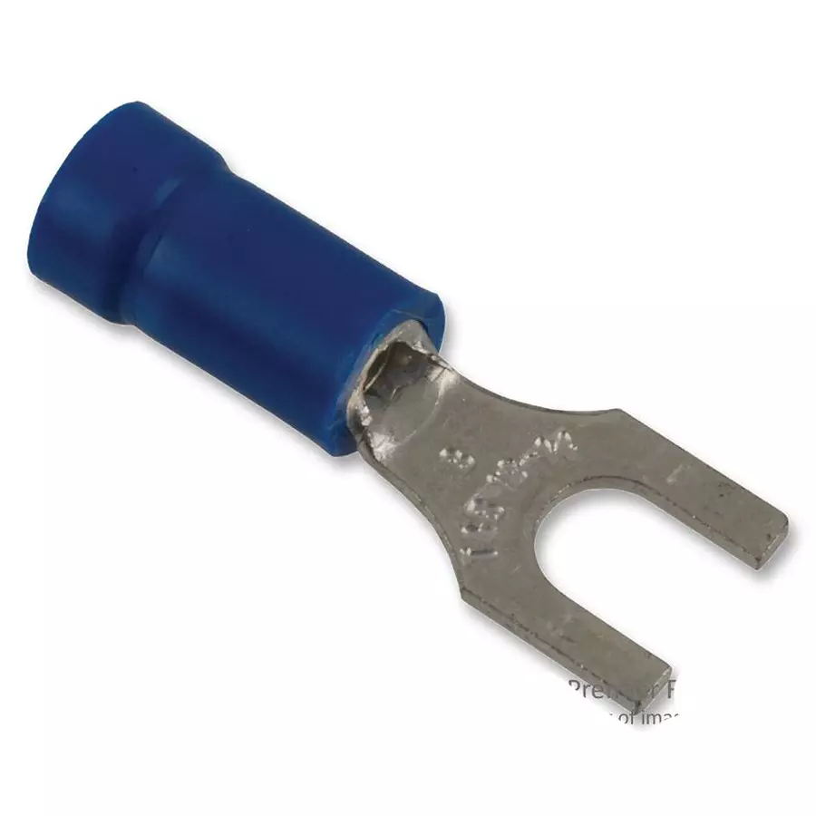 ABB - THOMAS & BETTS Terminal, Spade/Fork, #8, Crimp, Blue, 14RB-8F (Pack of 100)